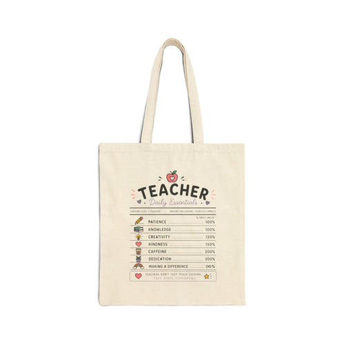 Teacher Daily Essentials Canvas Tote Bag