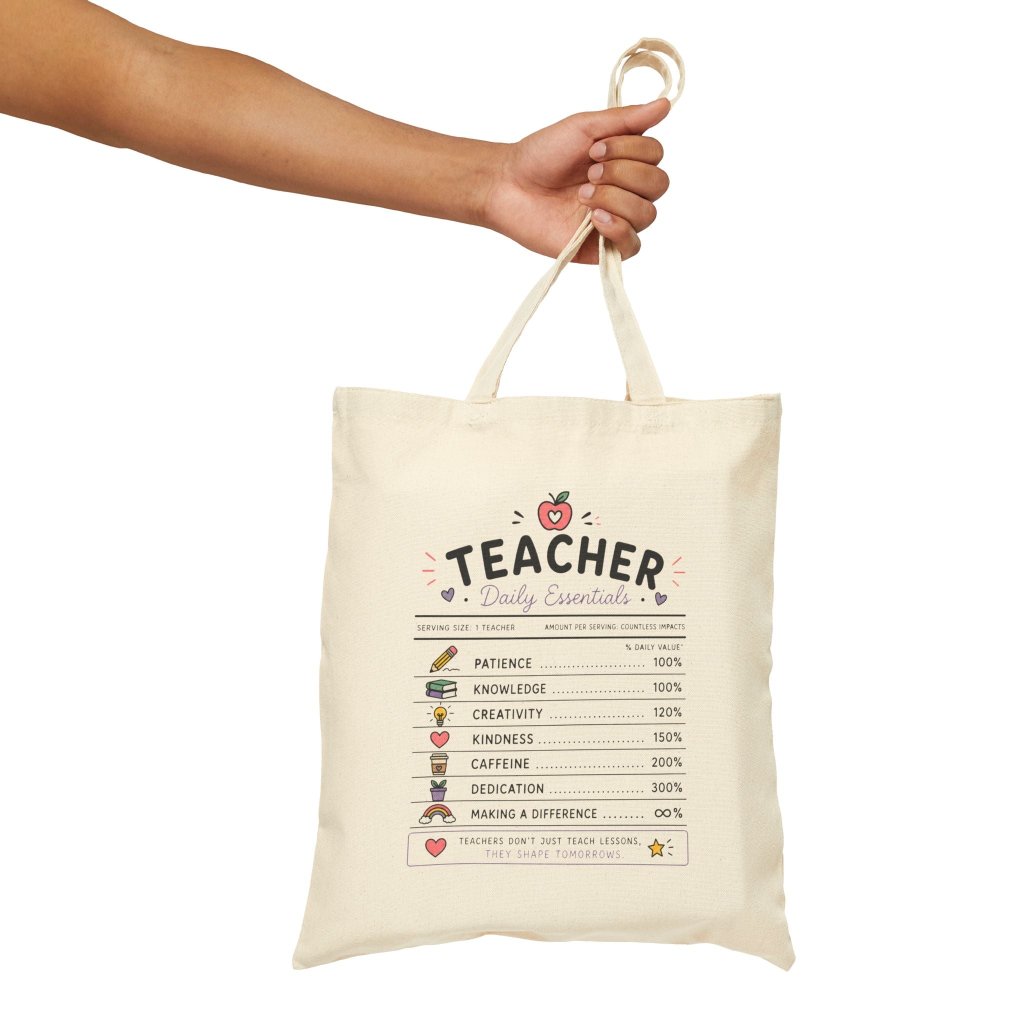 Teacher Daily Essentials Canvas Tote Bag