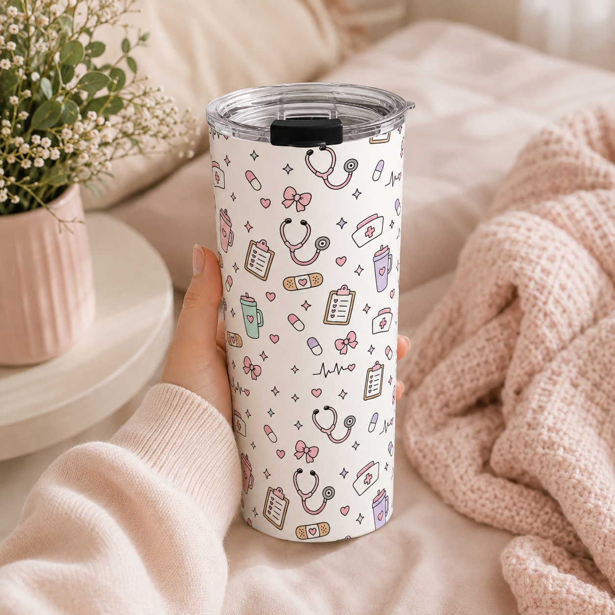 Cute Nurse Pattern Tumbler