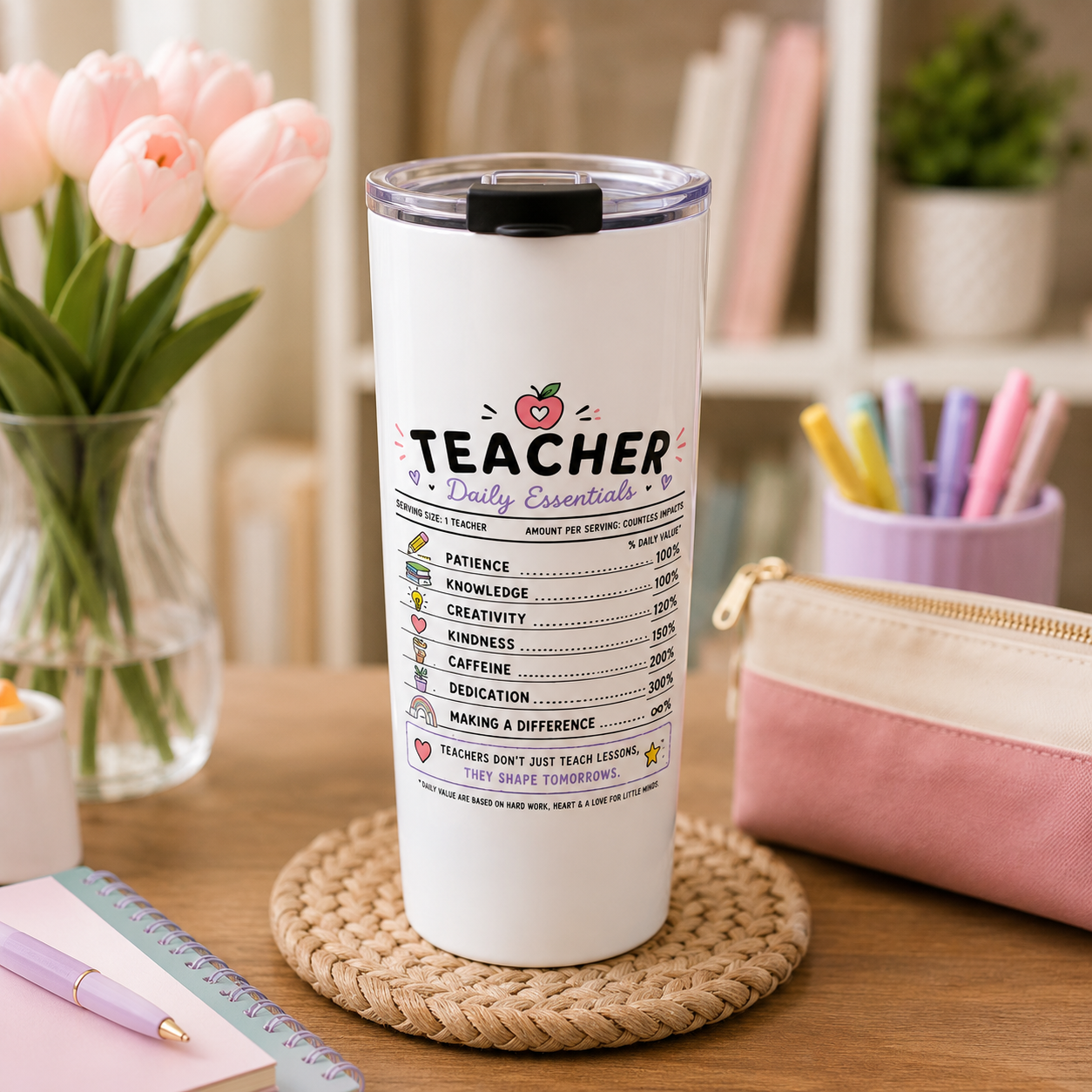 Teacher Daily Essentials Tumbler