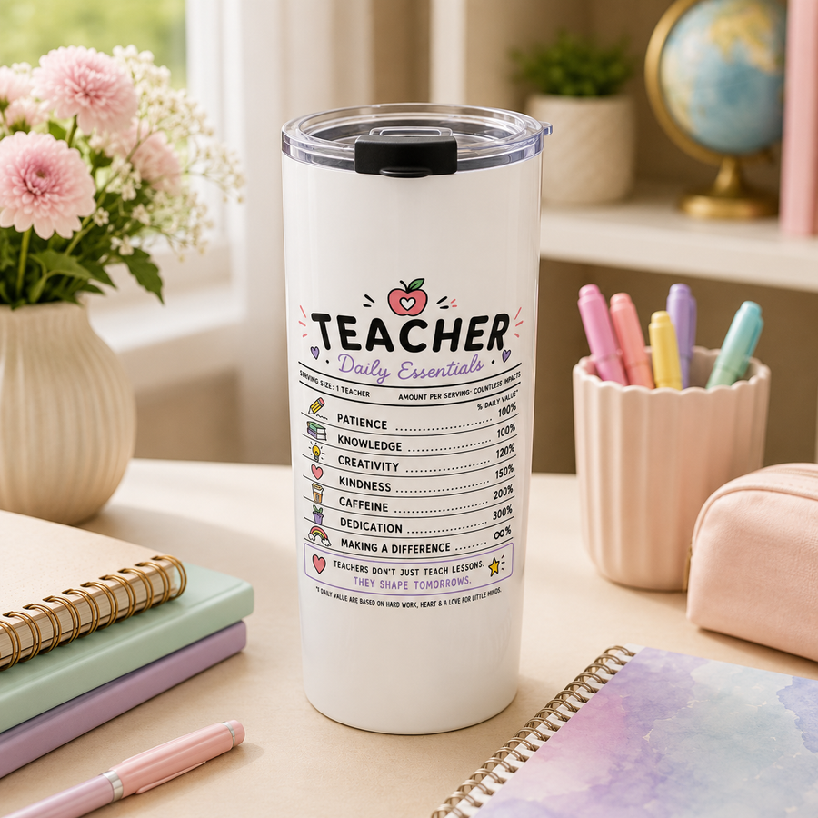 Teacher Daily Essentials Tumbler