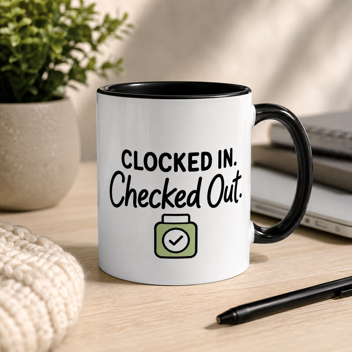 Funny Work Mug | Clocked In Checked Out Coffee Mug